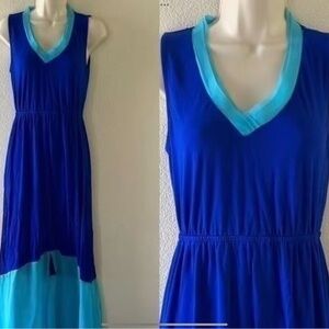 Boston Proper Vibrant Blue and Aqua High Low Dress